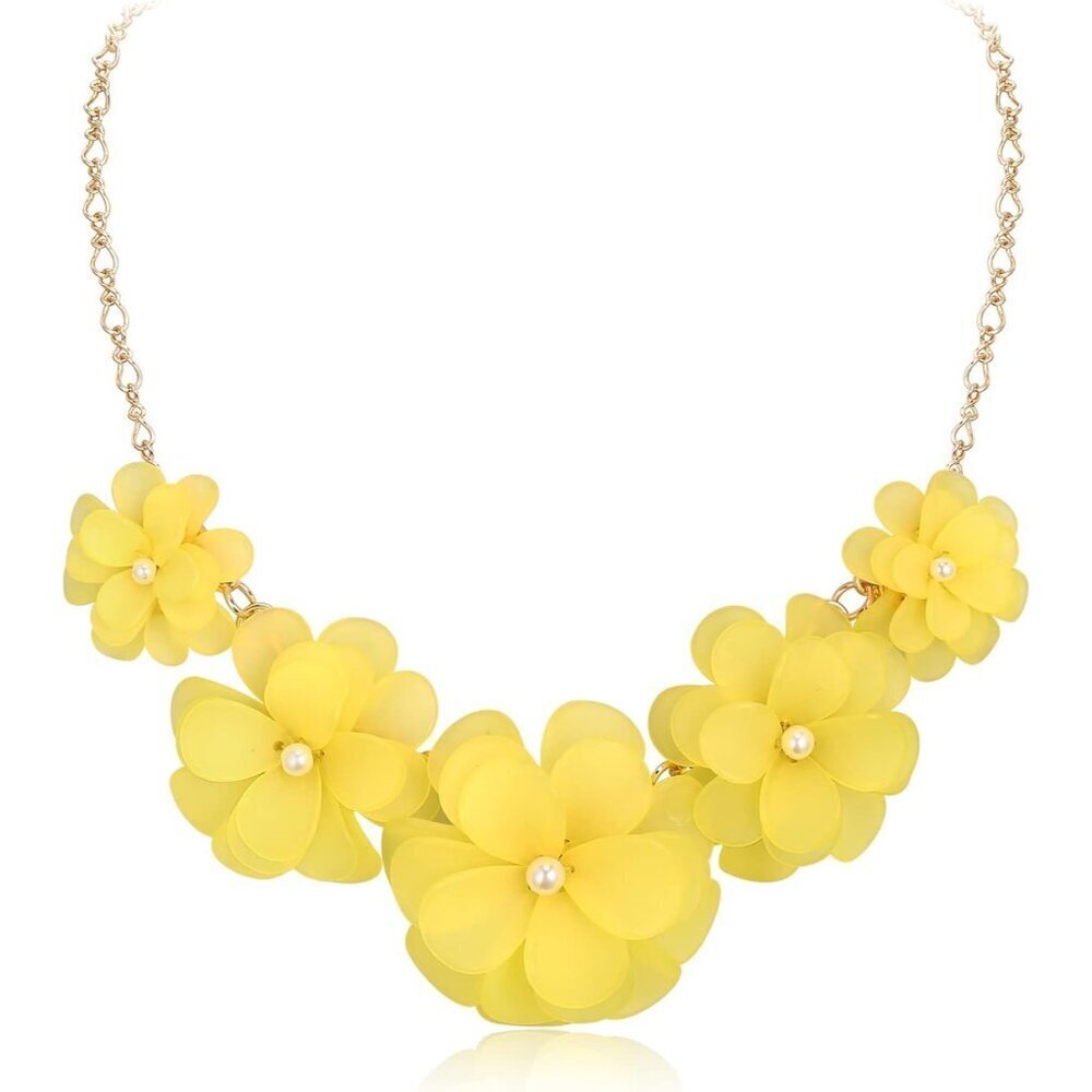 🆕 Women Yellow Flower Collar Necklace Summer Beach Chokers Costume Jewelry Gift